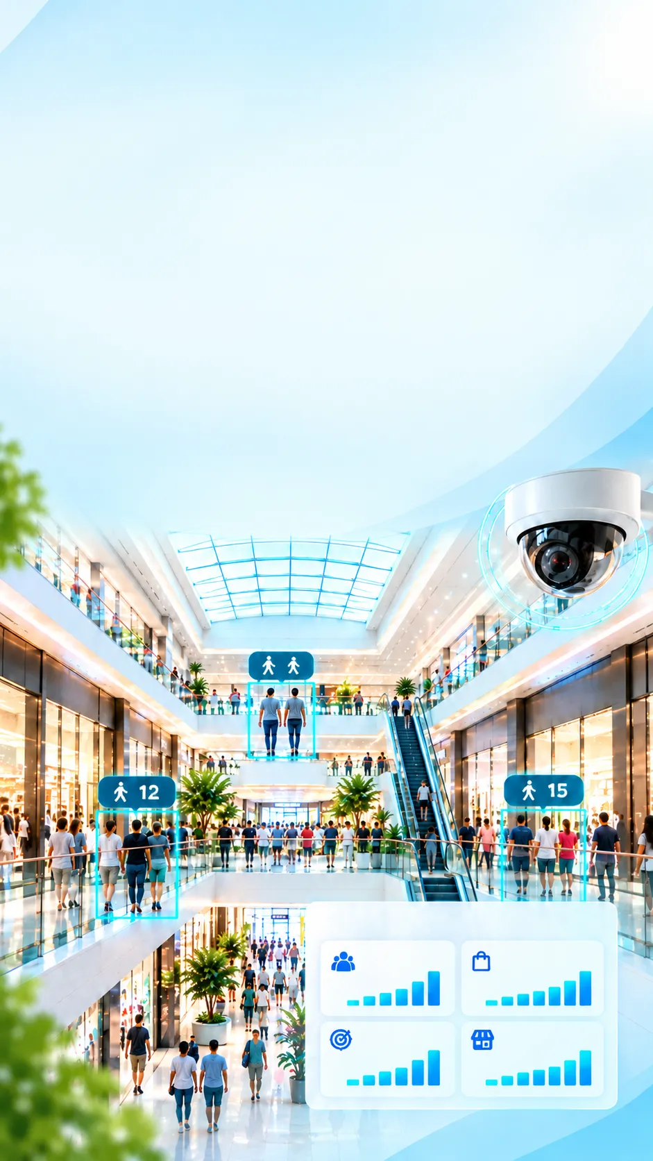 Mall corridor with people-count analytics
